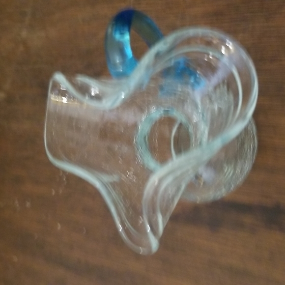 Vintage Clear Miniature Aqua Crackle Glass Pitcher - Picture 5 of 8